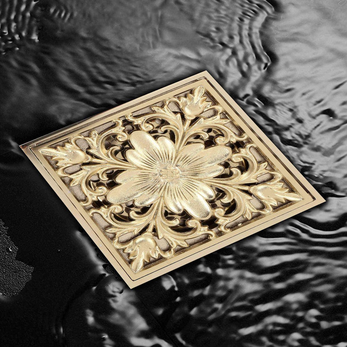 Gold Square Floor Drain Shower Ground Drainer with Strainer