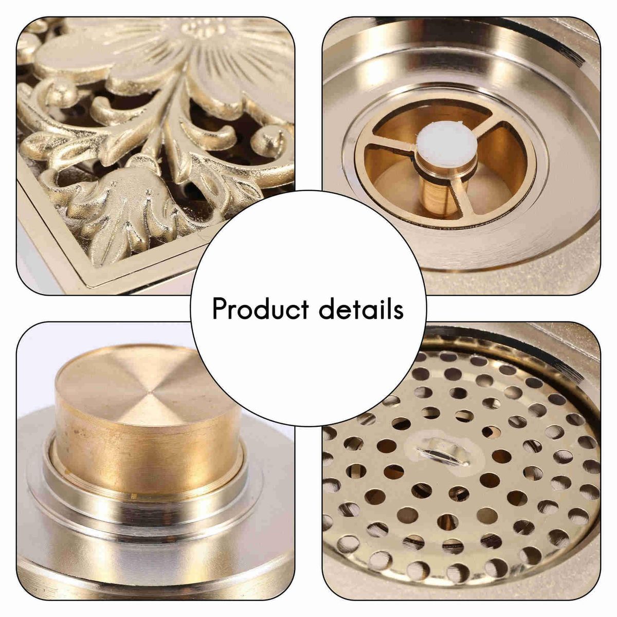 Gold Square Floor Drain Shower Ground Drainer with Strainer
