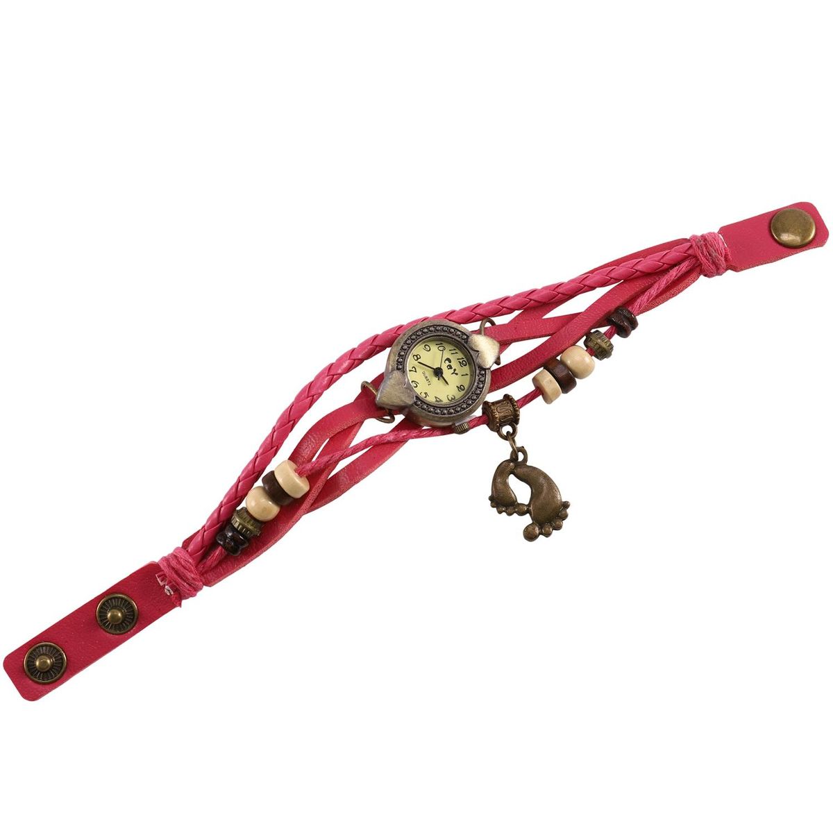 CAY Weaving Coils Quartz Analog Vintage Leather Bracelet