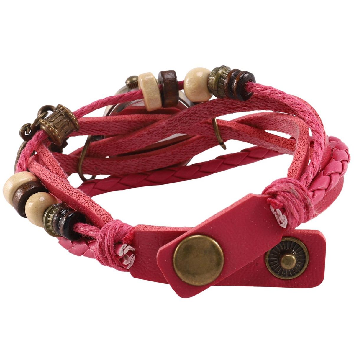 CAY Weaving Coils Quartz Analog Vintage Leather Bracelet