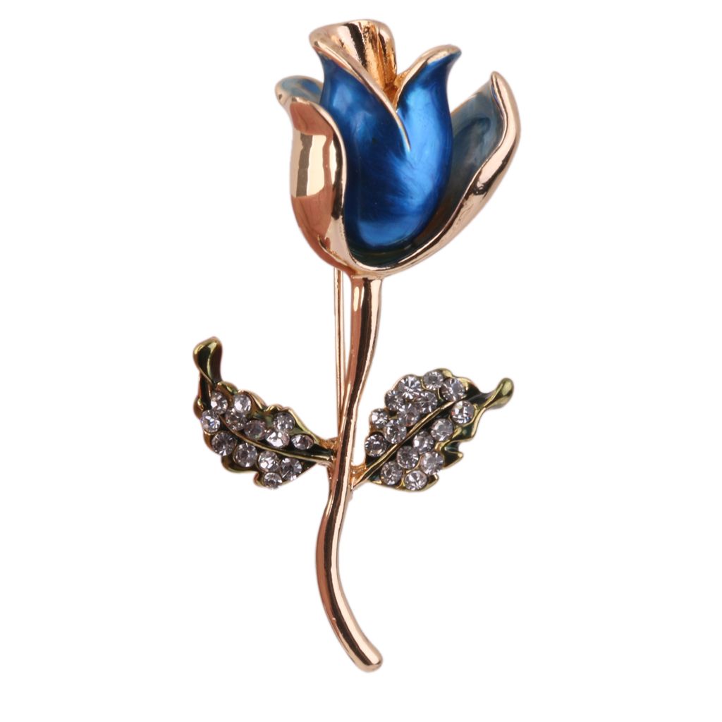 Crystal Rhinestone Rose Flower Wedding Pin Brooch Scarf Clip Bouquet