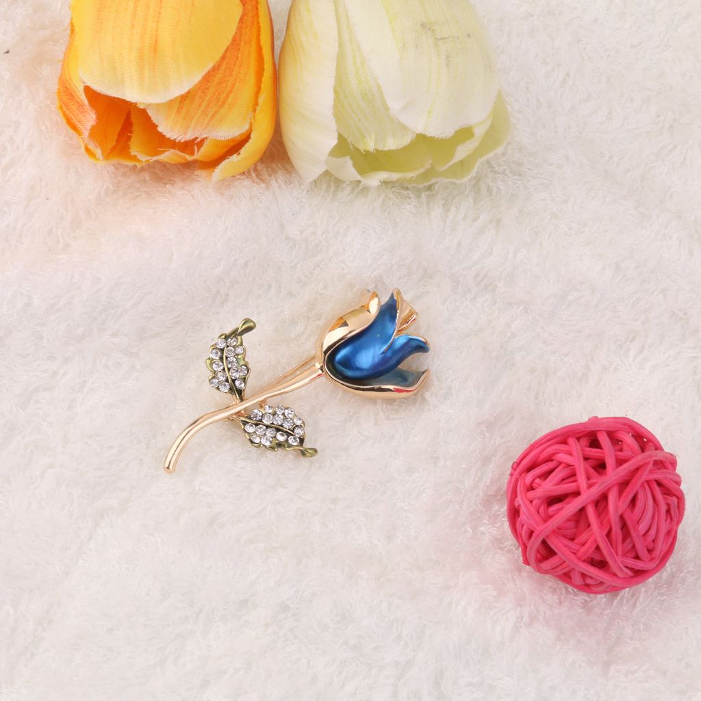 Crystal Rhinestone Rose Flower Wedding Pin Brooch Scarf Clip Bouquet