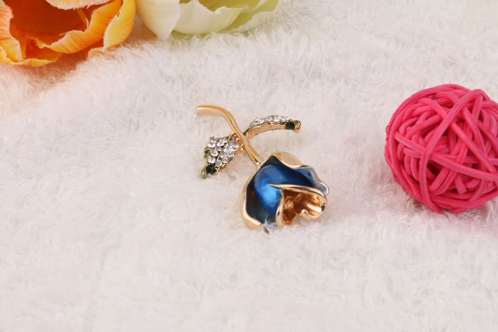 Crystal Rhinestone Rose Flower Wedding Pin Brooch Scarf Clip Bouquet