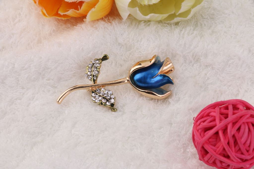 Crystal Rhinestone Rose Flower Wedding Pin Brooch Scarf Clip Bouquet