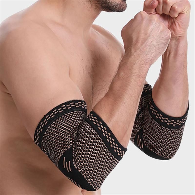 1 Pair Copper Elbow Pads Non-Slip Breathable Warm Arm Pads Guards for Sport