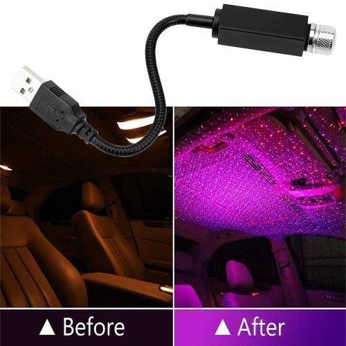 USB Plug And Play Car Starlight Atmosphere Lamp Car And Home Ceiling Romantic USB Night Light Romantic Mini USB Projector Light Fit All Cars Party Ceiling Star Red Light Lamp Auto Roof Star Projecto(black, The Light Emitted I