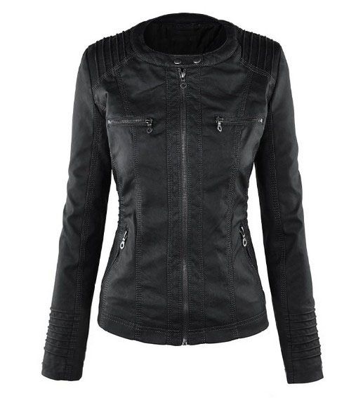 Women Detachable Hooded PU Leather Fashion Leisure Jackets