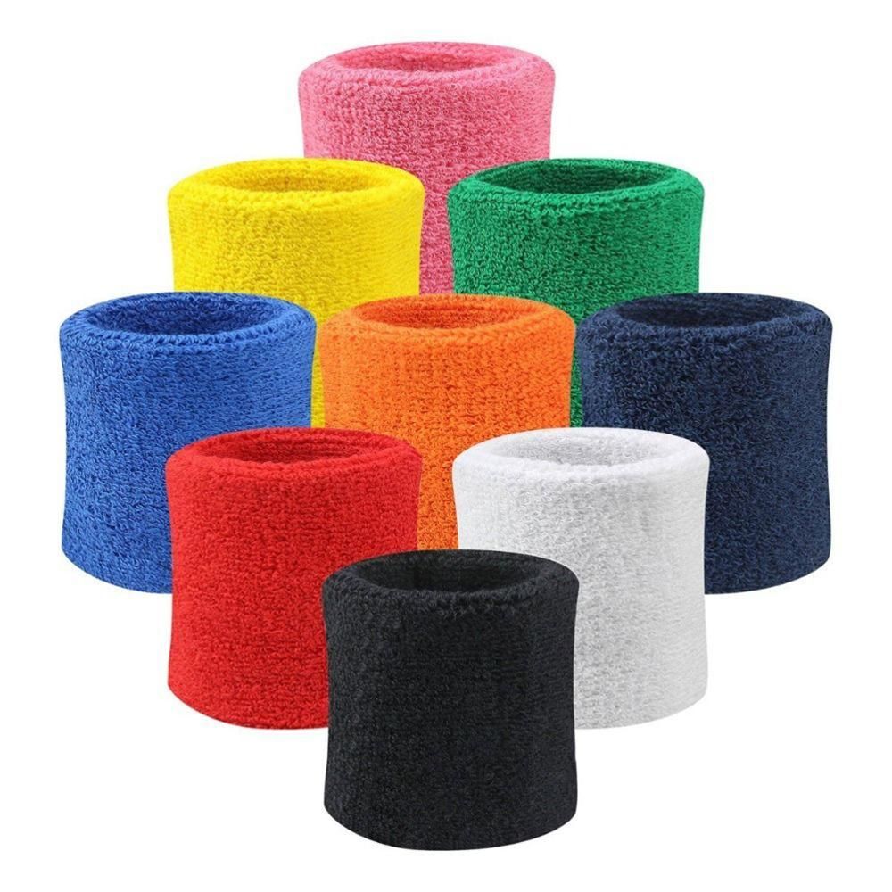 2pcs Sweatbands Wristband Tennis Squash Badminton Gym Football Wrist Bands Sweat-