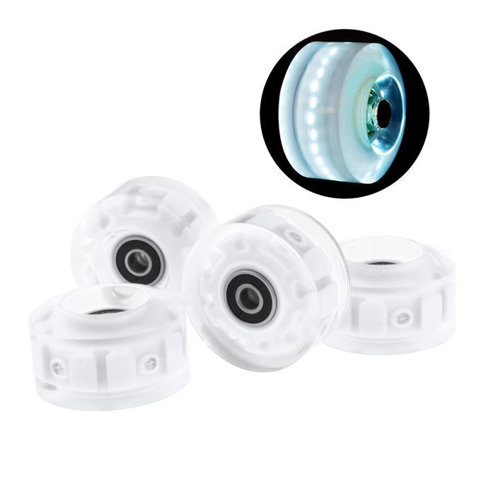 4 Pack LED Roller Skate Wheels Light Up With Bearings Double Row White