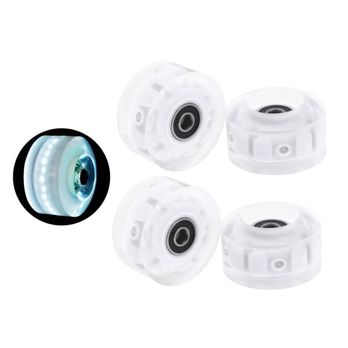 4 Pack LED Roller Skate Wheels Light Up With Bearings Double Row White