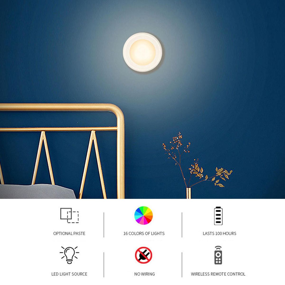16 Colors Changing RGB LEDs Under Cabinet Lamp Puck Light 6 PCS with 2 * Controller 10 Levels Brightness Adjustable Dimmable 120Mins Timing Supported 16 Colors Changing/ Flash/ Fade 2 Lighting Modes 3* AAA  Operated Powered f