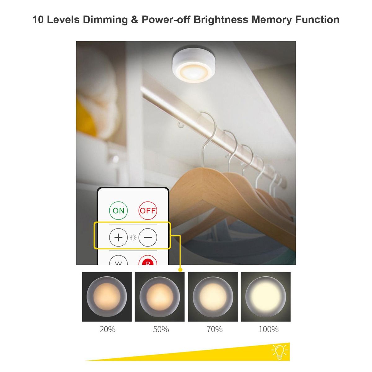 16 Colors Changing RGB LEDs Under Cabinet Lamp Puck Light 6 PCS with 2 * Controller 10 Levels Brightness Adjustable Dimmable 120Mins Timing Supported 16 Colors Changing/ Flash/ Fade 2 Lighting Modes 3* AAA  Operated Powered f