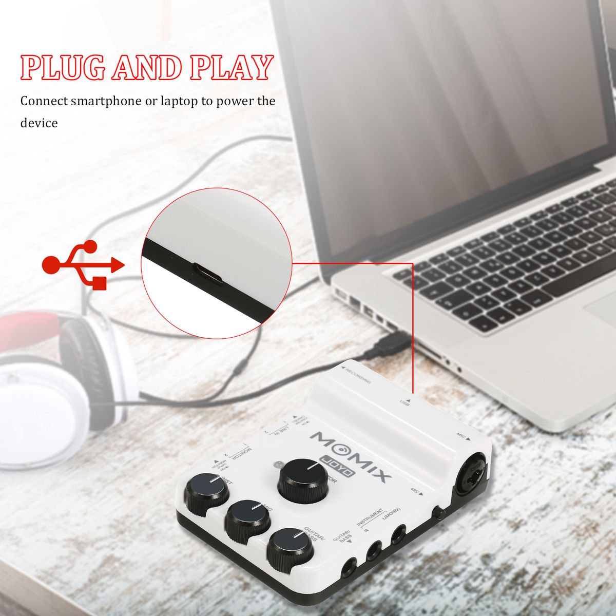 MOMIX USB Audio Interface Mixer Portable Audio Mixer