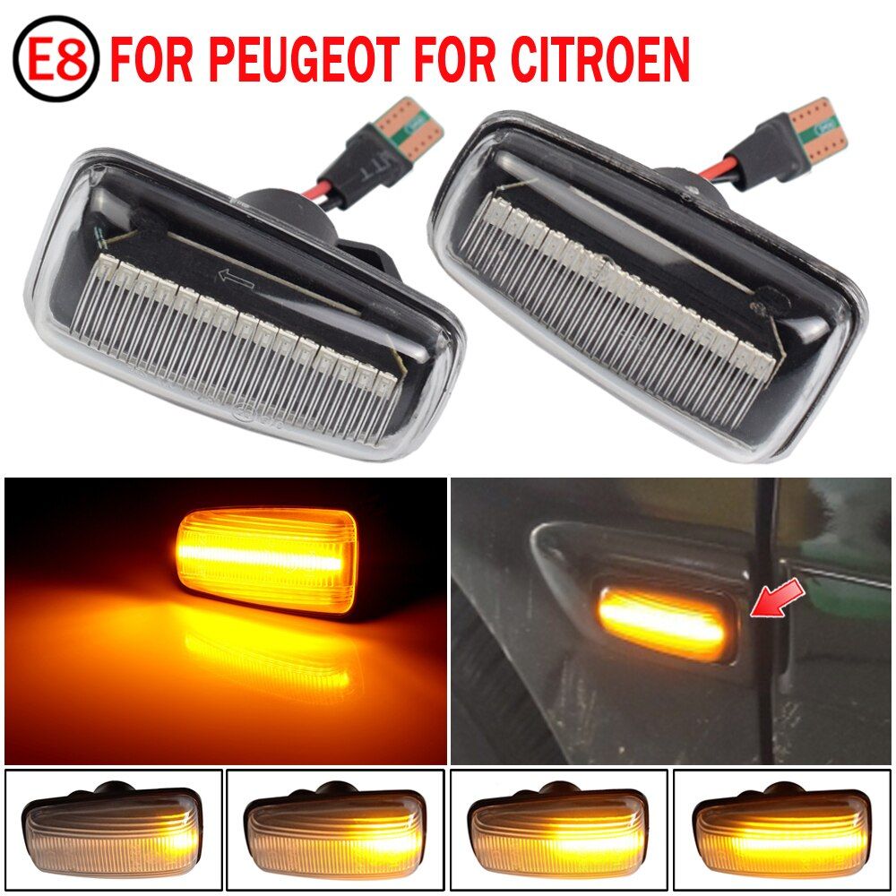 Flashing Car Turn Signal Lamps Side Marker Lights Lateral LED For Peugeot 306 106 406 806 Citroen