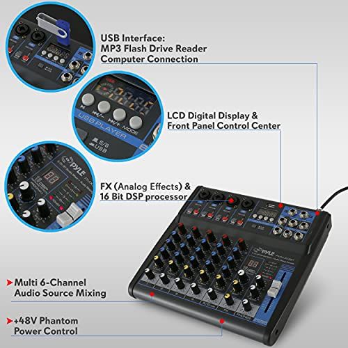 Pyle Professional Audio Mixer Sound Board Console  Desk Syst