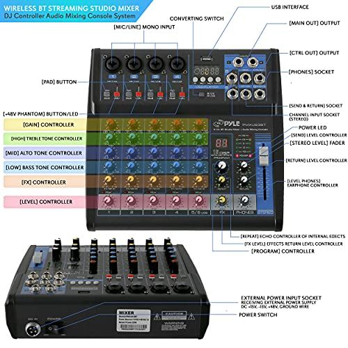 Pyle Professional Audio Mixer Sound Board Console  Desk Syst