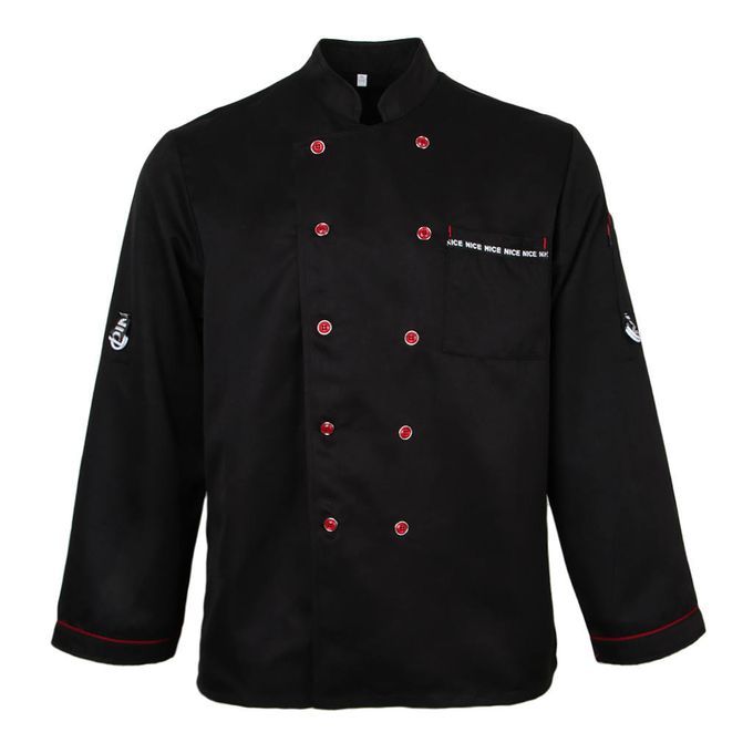 Men's Women's Long Sleeve Chef Jacket Coat Food Service XXXL Black