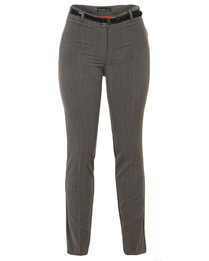 Ladies Belted Office Trousers-Grey
