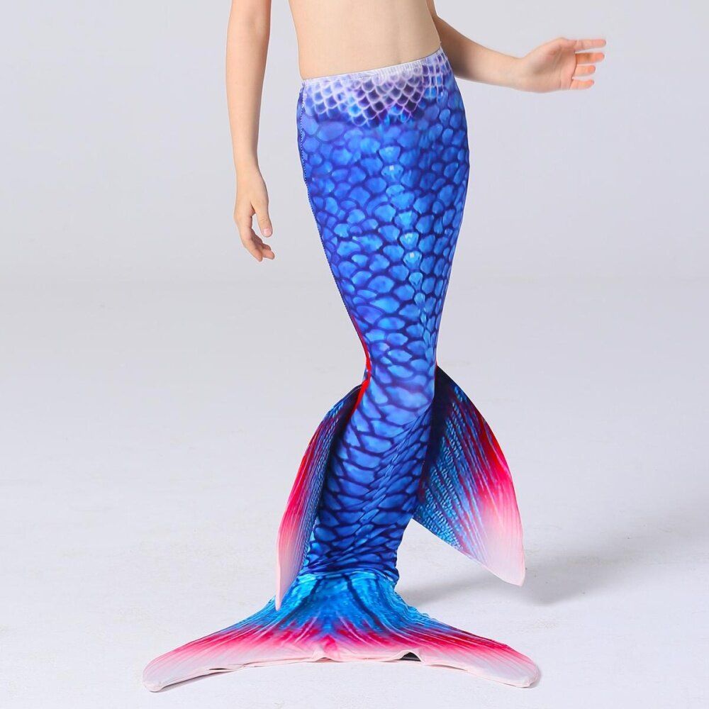 Fin Blue Mermaid Tail Monofin Swimmable Tail Kids Girls Women Swimming Costumes Pink M