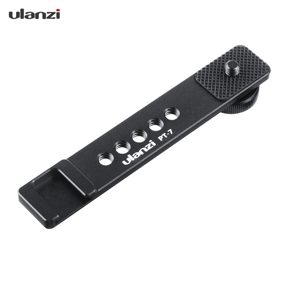 Ulanzi PT-7 Universal Aluminum Alloy Cold Shoe Stand Bracket Vlogging Microphone Extension Plate with 1/4 Inch Screw Mounts for iPhone GoPro Sony RX0 II for Mini Video Light