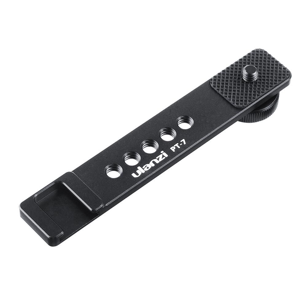 Ulanzi PT-7 Universal Aluminum Alloy Cold Shoe Stand Bracket Vlogging Microphone Extension Plate with 1/4 Inch Screw Mounts for iPhone GoPro Sony RX0 II for Mini Video Light