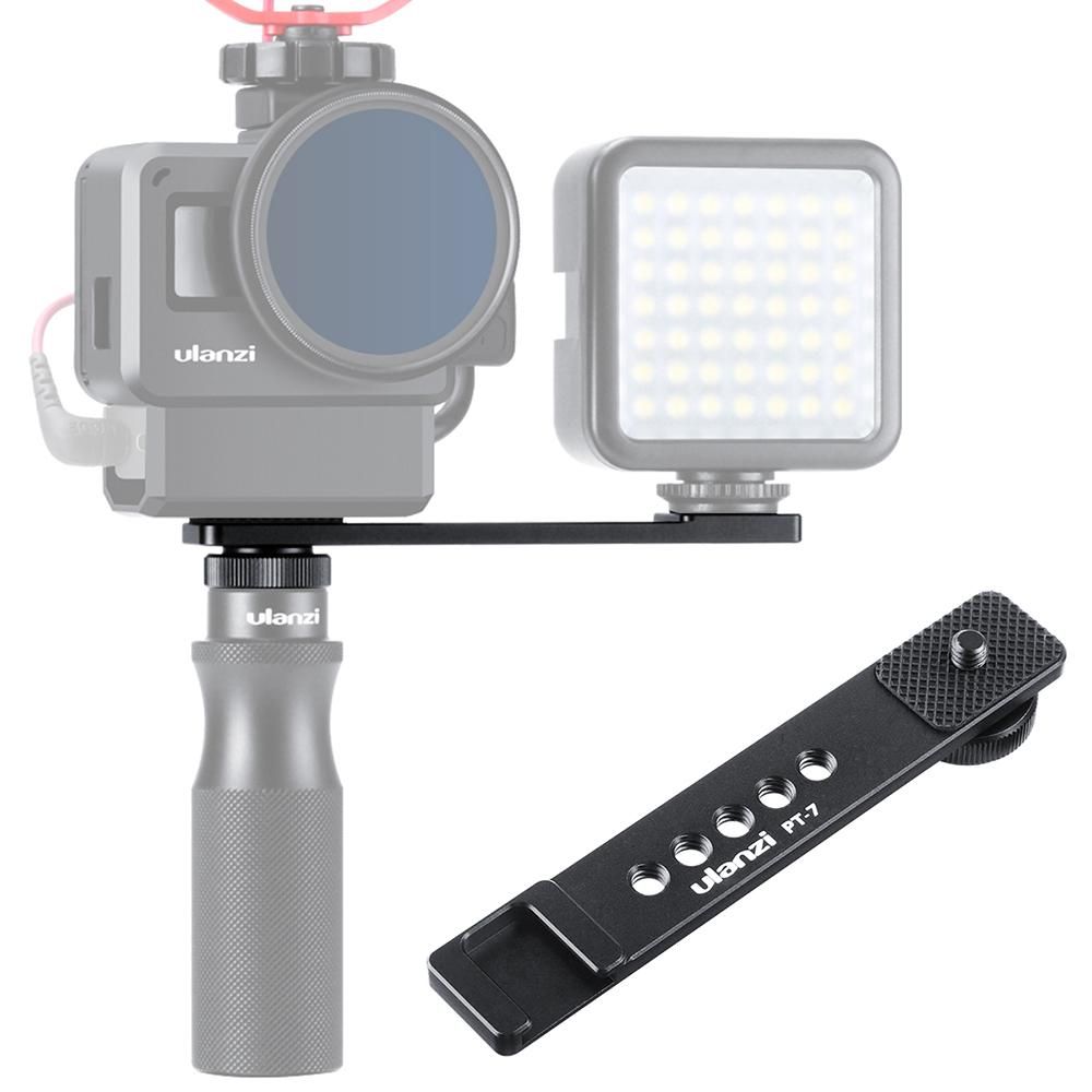 Ulanzi PT-7 Universal Aluminum Alloy Cold Shoe Stand Bracket Vlogging Microphone Extension Plate with 1/4 Inch Screw Mounts for iPhone GoPro Sony RX0 II for Mini Video Light