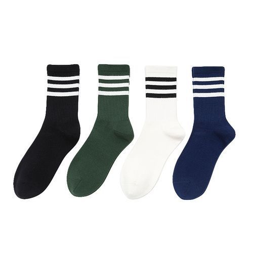 Women Men Sping Cotton Socks Casual Stripe Socks 4 Pairs