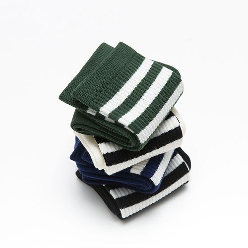 Women Men Sping Cotton Socks Casual Stripe Socks 4 Pairs