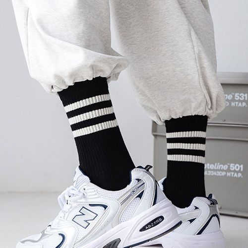 Women Men Sping Cotton Socks Casual Stripe Socks 4 Pairs