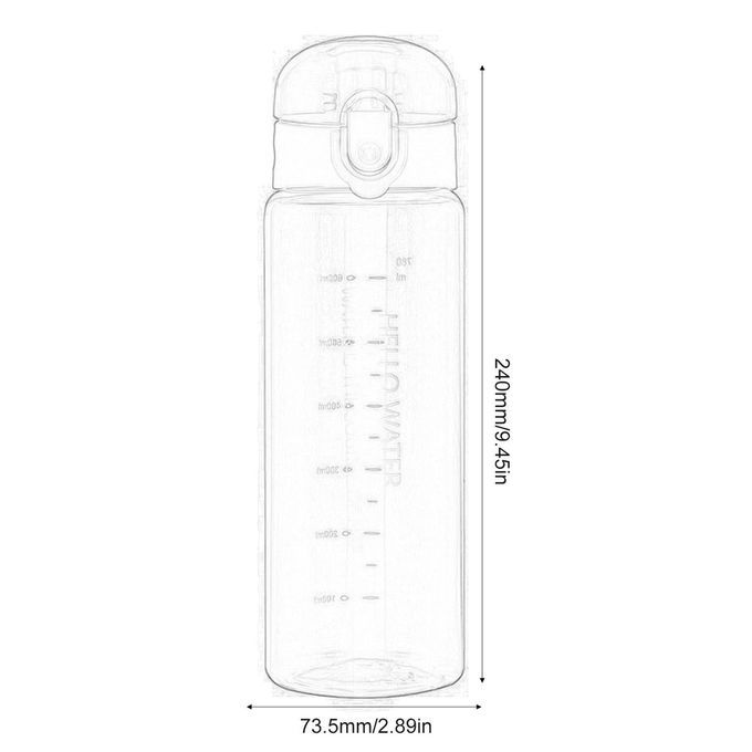780ml  Y Ling Bi Y Le  Ups Sports Water Bottle Heat Resistant Water Bottle-transparent Black-24*7.35cm