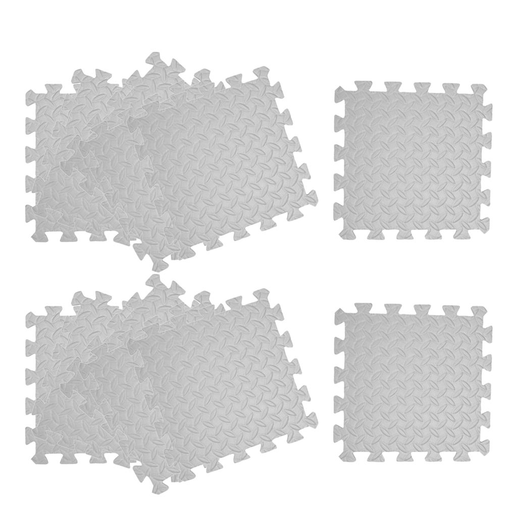 16pcs Floor Mat Exercise Gym Rubber Flooring Tiles Black