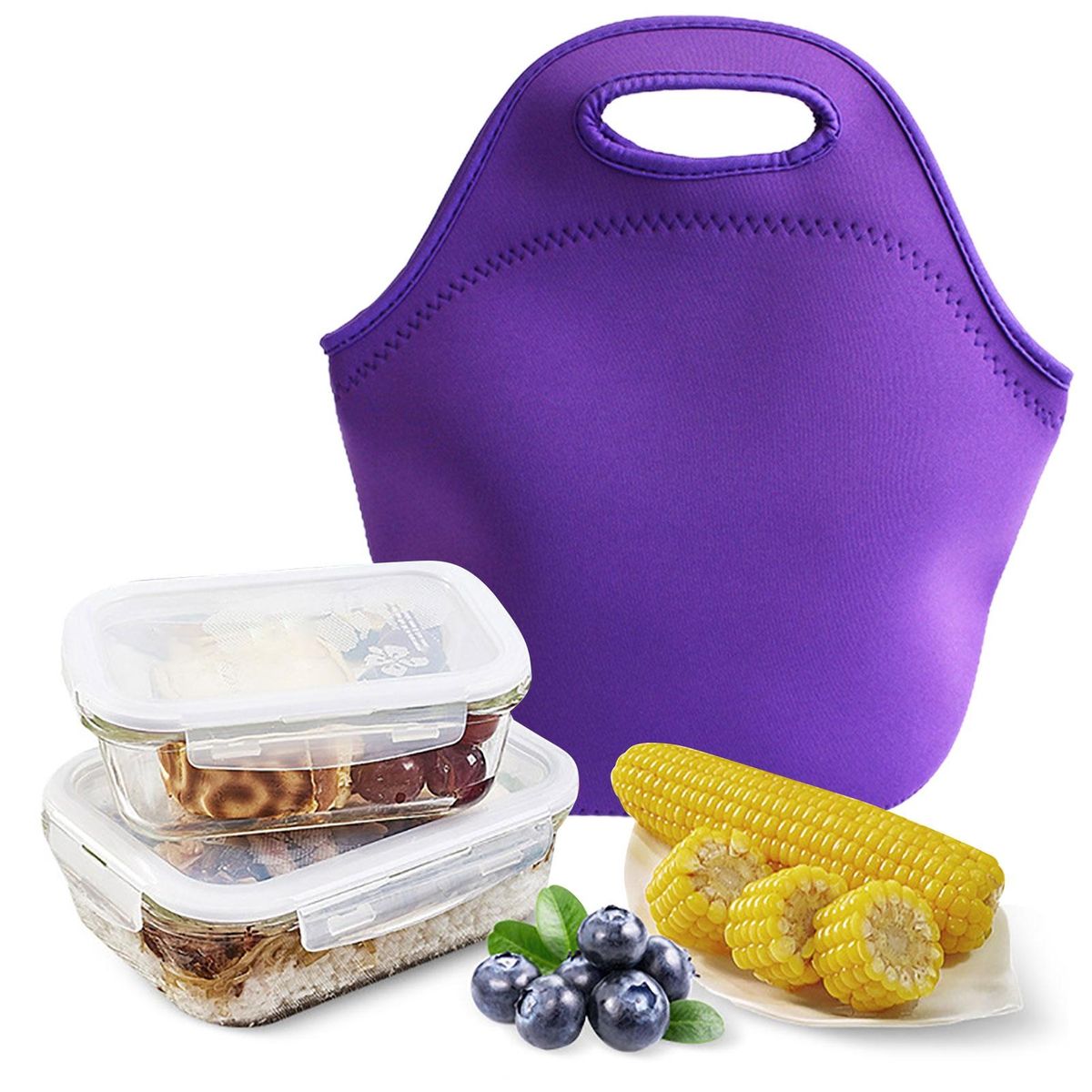 Lunch Pouch Bento Box Carrying Bag Picnic Basket Purple