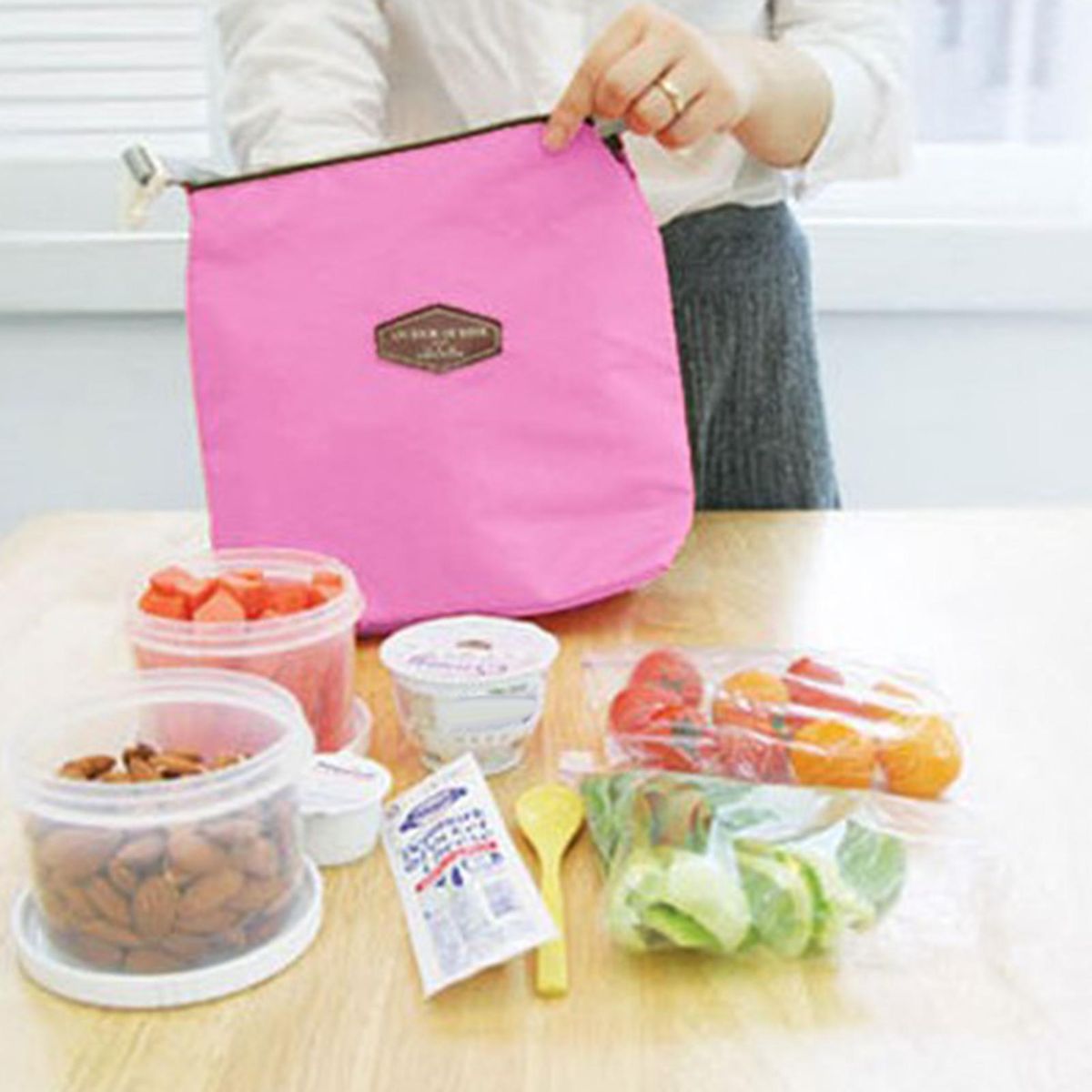 Insulated Lunch Bag School Students Thermal Bento Box Carrying Pouch Pink