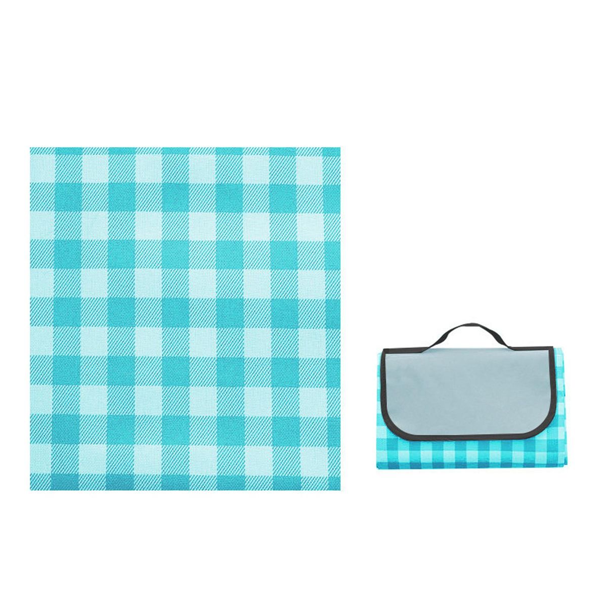 Camping Mat Wear-resistant Picnic Blanket Blue white Plaid