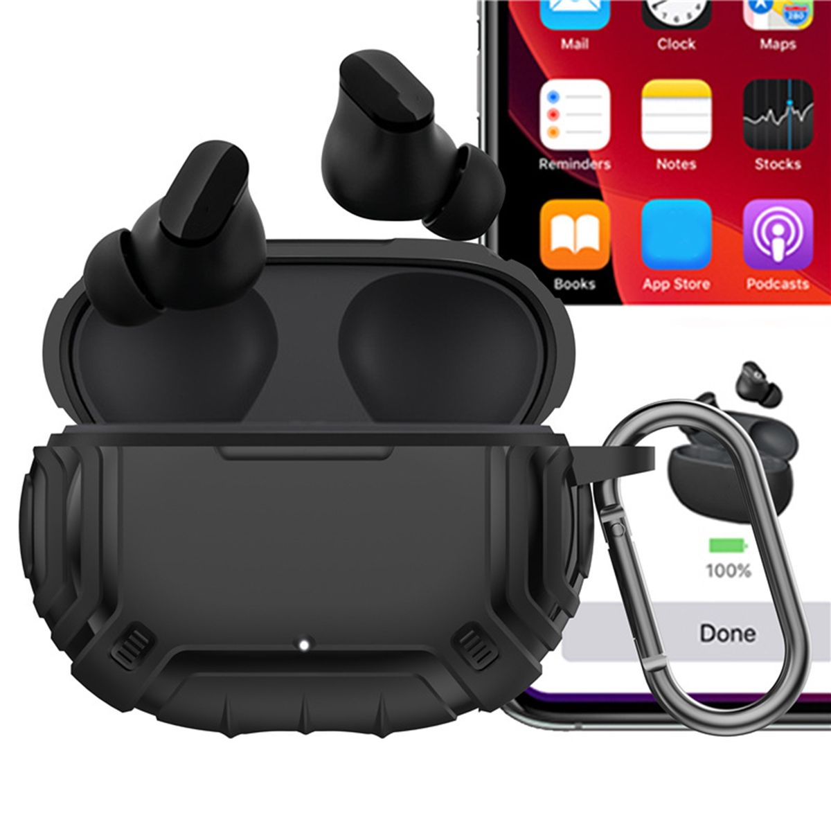 Earphone Protective Cover   Stable Impact-resistant Earphone Protective Black