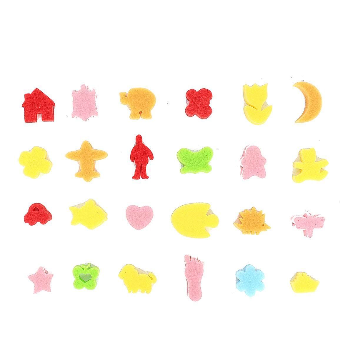 46 Pieces Sponge Paint Craft Brushes For Toddlers Assorted Pattern, Including Children Waterproof Art Smock Apron (46pcs)