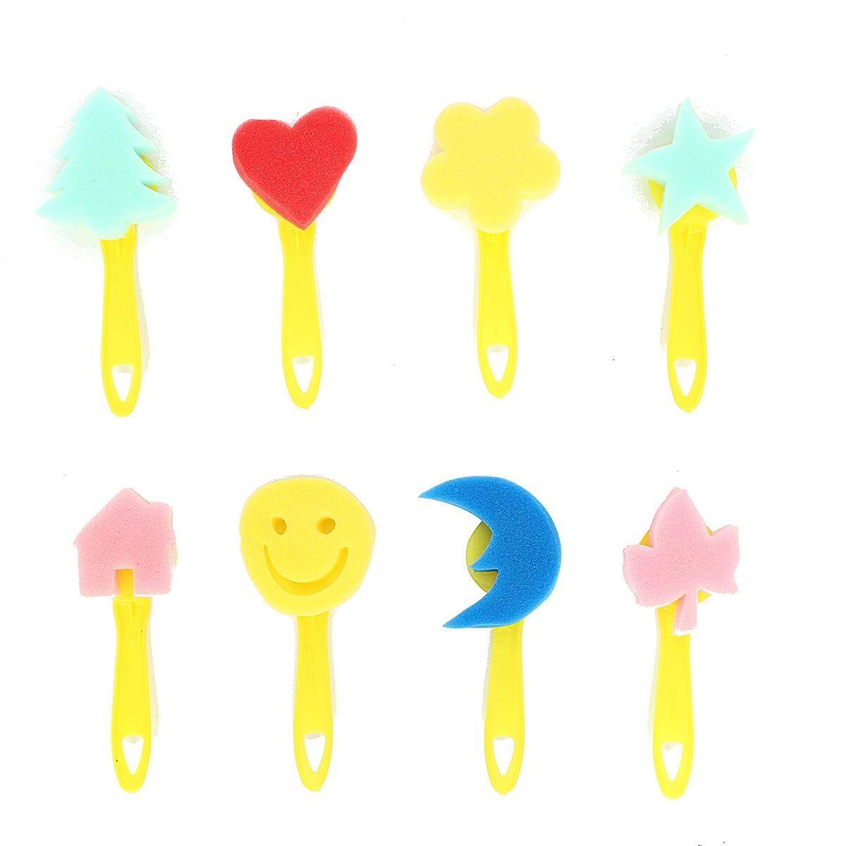 46 Pieces Sponge Paint Craft Brushes For Toddlers Assorted Pattern, Including Children Waterproof Art Smock Apron (46pcs)