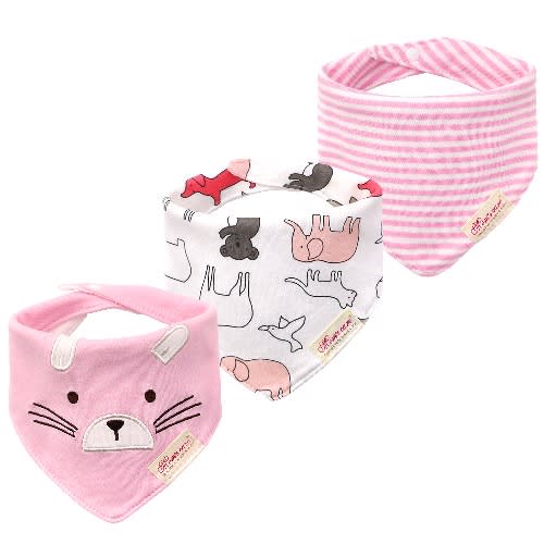 Girls Bandana Bib - Light Pink - 3packs