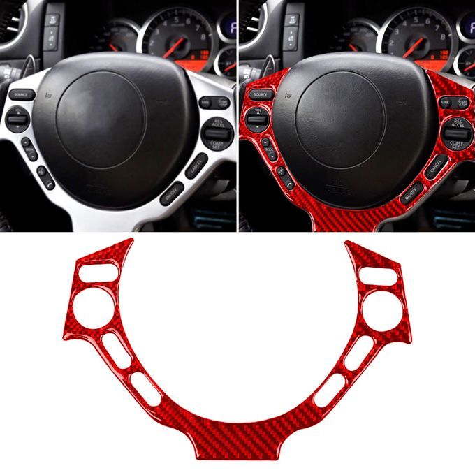 Steering Wheel Button Cover Decorative Luxury Carbon-Red
