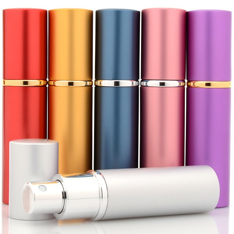 1PC 5ML 10ML Refillable Mini Atomizer Spray Bottle Empty Glass Parfume Bottle Aluminum Spray Atoizers(#Blue)