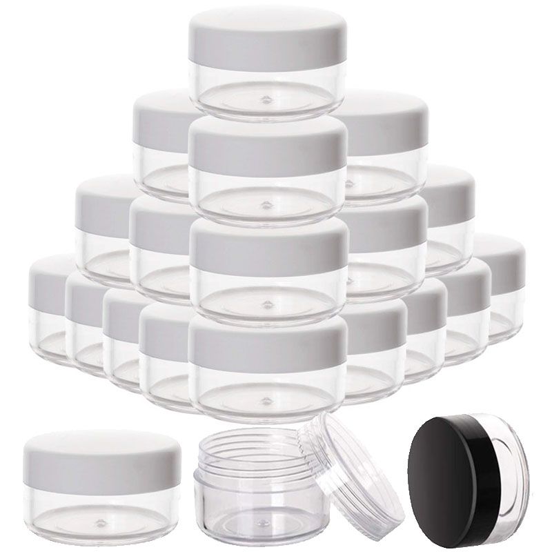 10pcs 2g/3g/5g/10g/15g/20g Empty Plastic Cosmetic Makeup Jar Pots Transparent Sample Bottles Eyeshadow Cream Lip Balm Container(#Clear Cap)