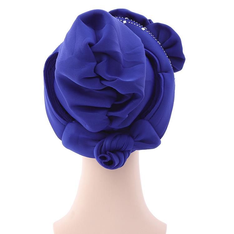 African Wedding Party Bow-Tie Headscarf Muslim Hijab Turban Caps Exquisite Solid Color High Quality Lady Hats Multicolor