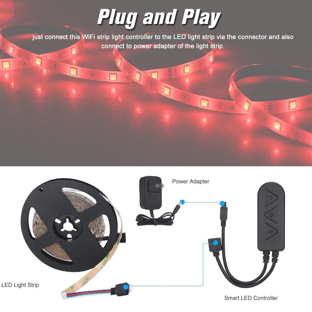 BT LED Strip Lights Kit 10m/32.8ft Length 5050 RGB IR BT music Controller Changing Color 12V Power Supply Smart Light Strip for Bar Home Decoration