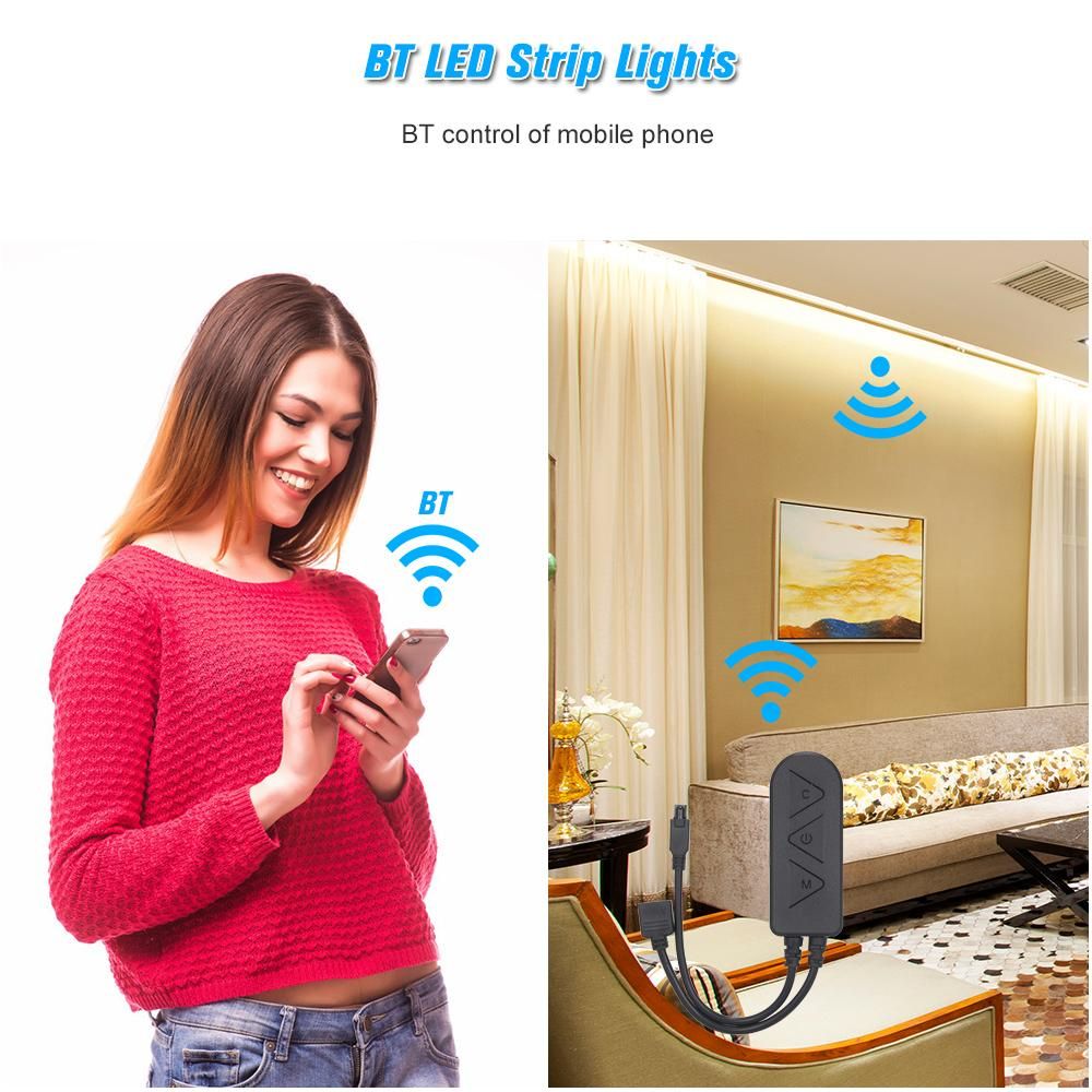 BT LED Strip Lights Kit 10m/32.8ft Length 5050 RGB IR BT music Controller Changing Color 12V Power Supply Smart Light Strip for Bar Home Decoration