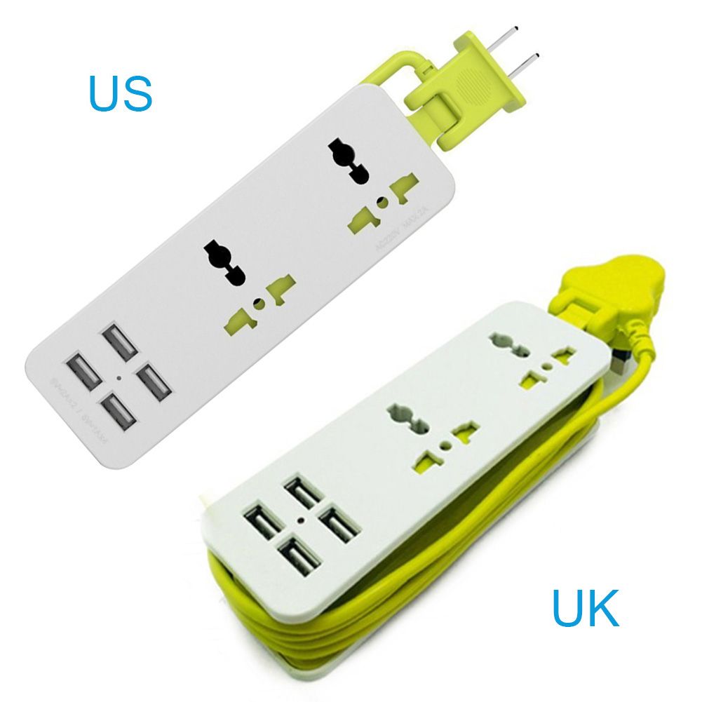 Portable Travel Power Strip Surge Protector With 4 Smart USB