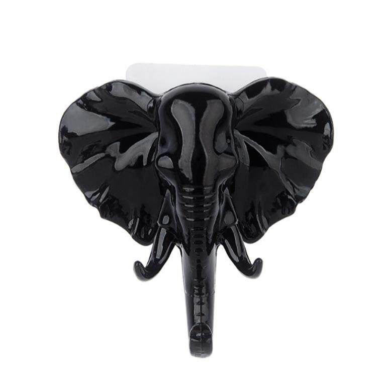 Elephant Head Self Adhesive Wall Door Hook Hanger Bag Keys Strong Sticky Holder Black