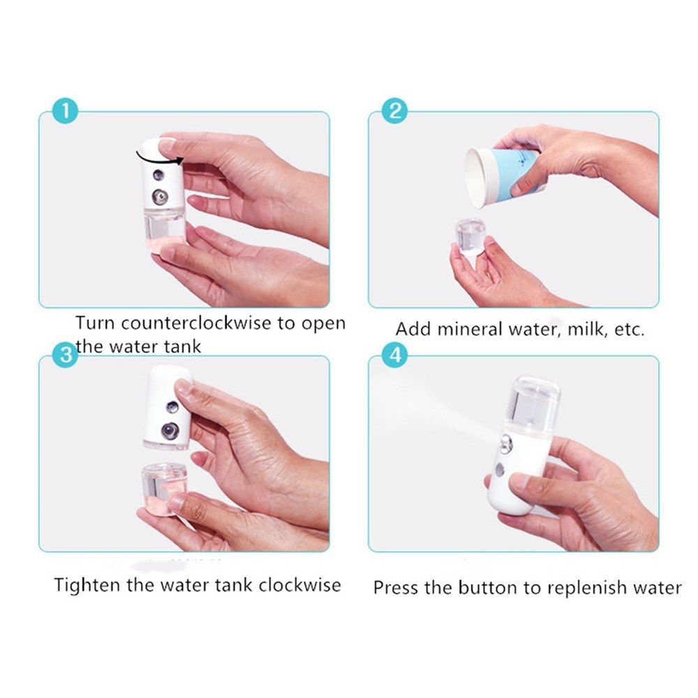 30ML Mini Nano Facial Sprayer USB Rechargeable Face Steamer