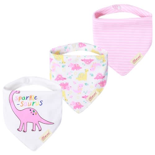 Girls Bandana Bib - White And Pink