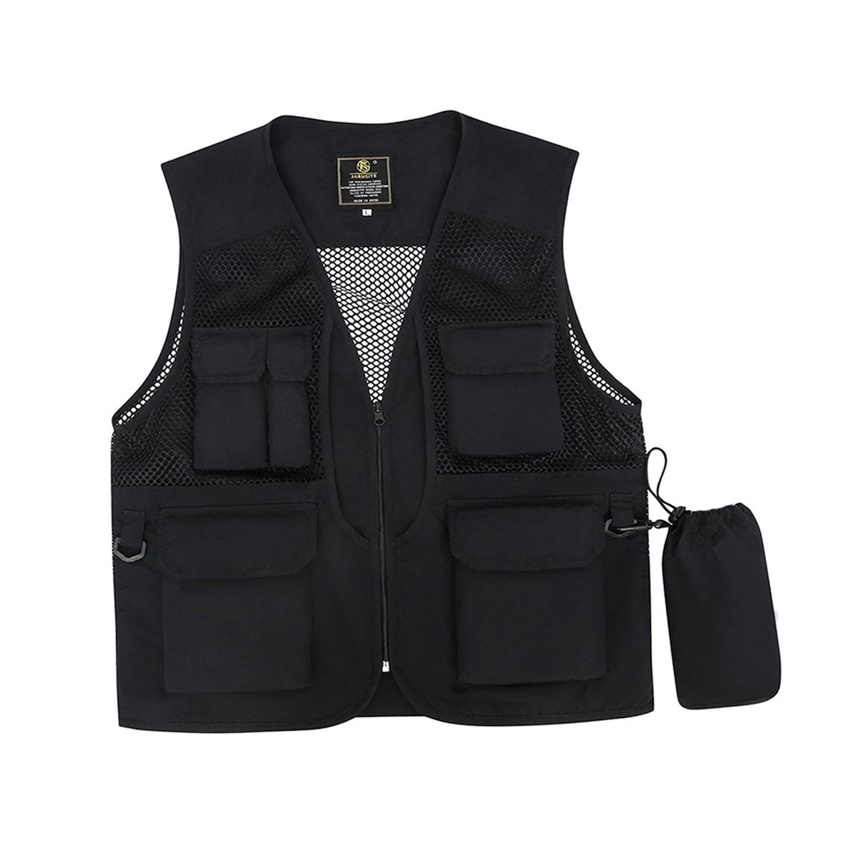 Men Fishing Vest Quick Drying Multi Pockets Black XL