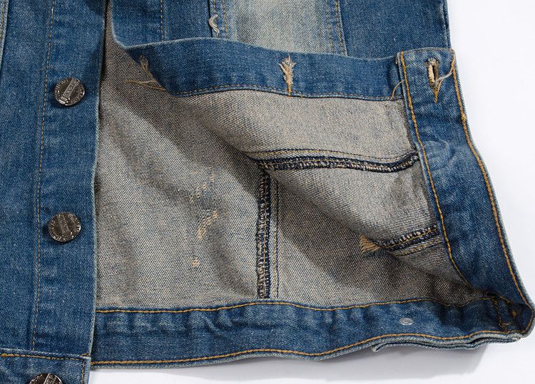 Brand Jacket Tank Spring Usa Flag Washed Jeans Mens Denim Vest Men Jacket